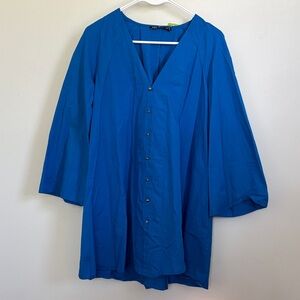 Zara Royal Blue V-Neck Button Tunic Top/Midi Dress